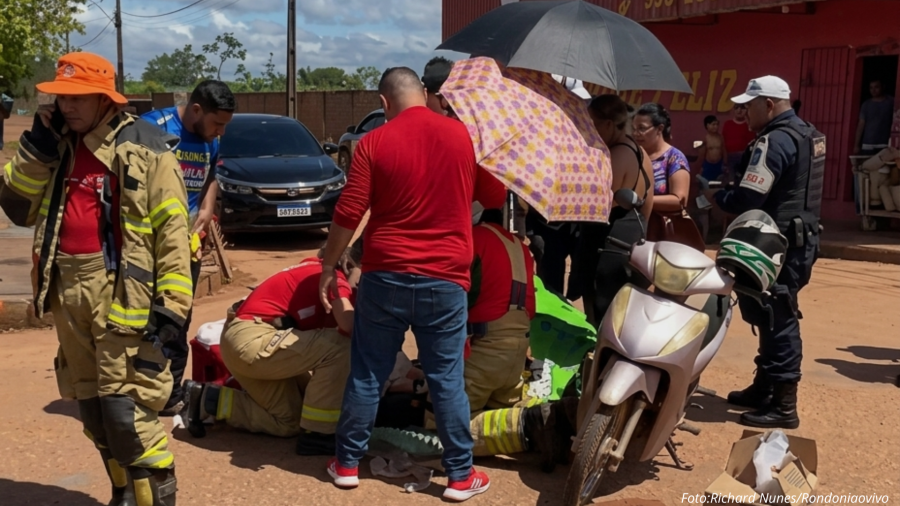 Motociclista fica ferida após queda durante tentativa de evitar colisão na zona Leste de Porto Velho