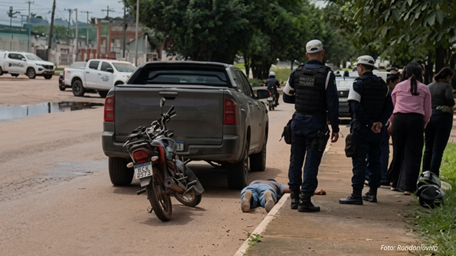 Motociclista fica ferido após colidir contra caminhonete parada na Avenida Imigrantes